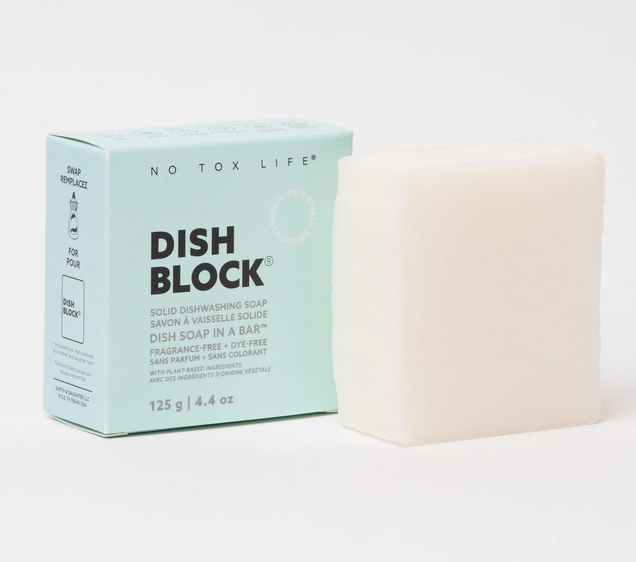 DISH BLOCK® solid dish soap - Fragrance Free - Pack of 4 - No Tox Life® - Image 4